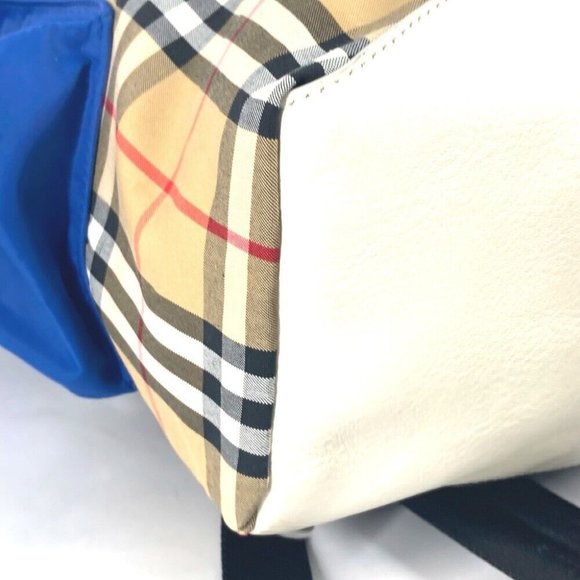 BURBERRY Bag check Backpack Leather/Canvas Beige/Orange x blue main image 13